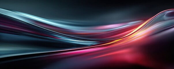 Poster - Abstract flowing metallic texture with blue and red gradients
