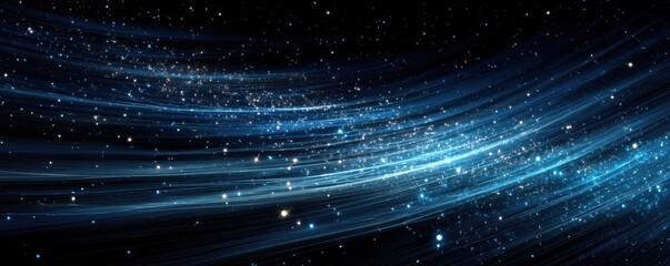Poster - Ethereal space-like background with glowing blue streaks and scattered stars