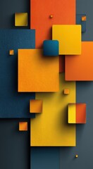 Poster - Abstract geometric composition in vibrant orange, yellow, and blue tones