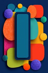 Poster - Colorful abstract geometric composition with layered shapes on a dark background