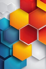 Poster - Abstract multi-colored hexagonal shapes forming a modern geometric background