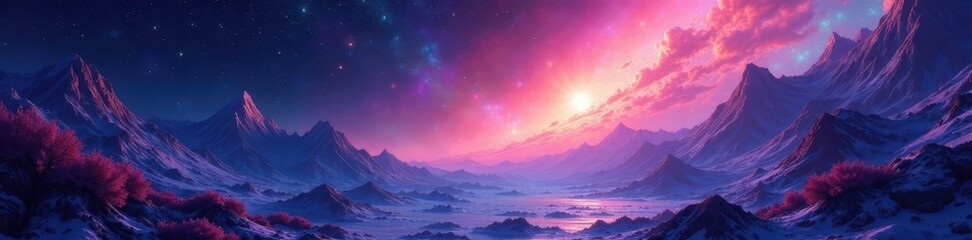 Wall Mural - cosmic landscape, vibrant colors, ethereal glow , space, night, wallpaper