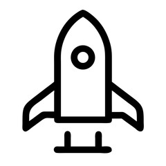 Poster - Vector Outline drawing of a rocket ship ready for space travel trip on transparent background