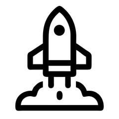 Poster - Vector A simple line drawing of a rocket taking off into the sky on transparent background