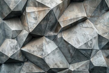 Poster - Close up view of a geometric stone wall creating an abstract polygonal pattern