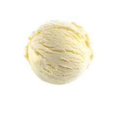 Wall Mural - A single scoop of creamy vanilla ice cream isolated on a white background