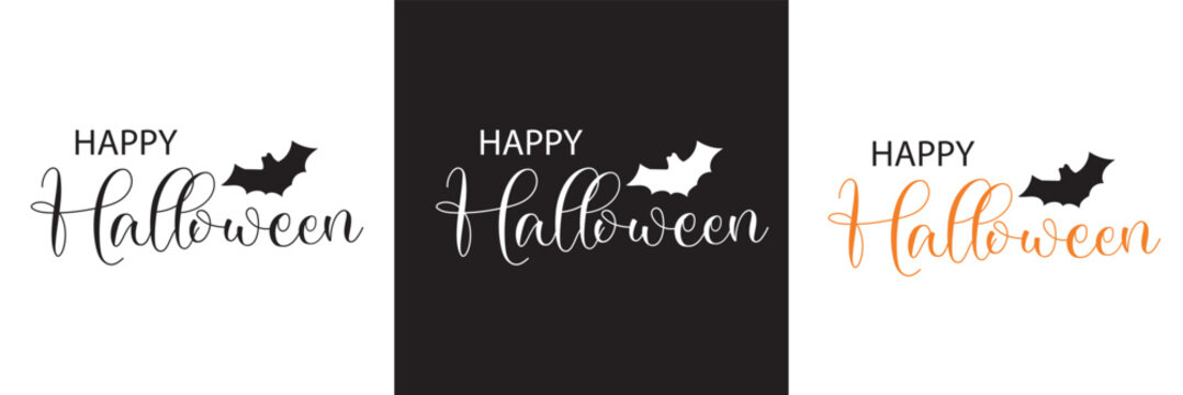 Happy Halloween lettering. Handwritten calligraphy  for greeting cards, posters, banners, flyers and invitations. Happy Halloween Text Banner. Vector illustration . EPS 10