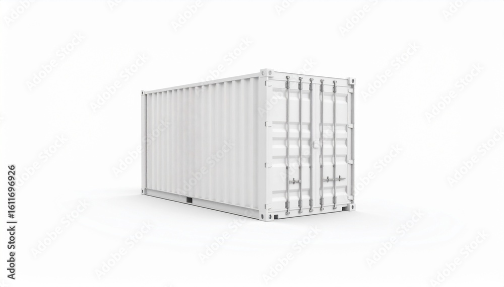 Clean white shipping container isolated on white. A conceptual model ...