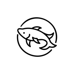 Poster - Minimalist line art koi fish in circle frame carp animal