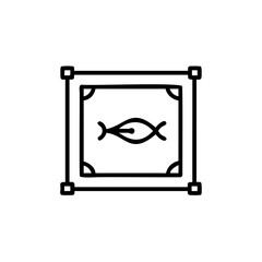 Poster - Minimalist outline fish scale pattern frame with rounded corners border