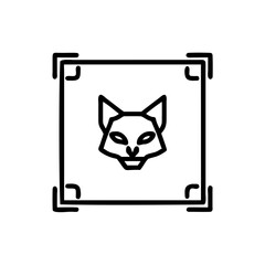 Poster - Minimalist outline fox mask within a square Shinto frame japan