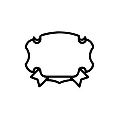 Poster - Outline a stylized heraldic crest with ribbon elements emblem symbol