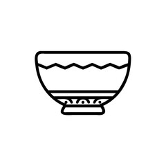 Poster - Outline Japanese tea bowl with decorative pattern ceramic pottery