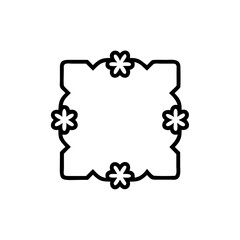 Poster - Outline sakura blossom frame with curved corners flower border
