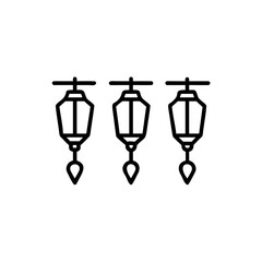 Poster - Three minimalist outline lanterns hanging in a row light border