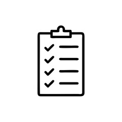 Poster - Outline checklist icon with four completed tasks on vector