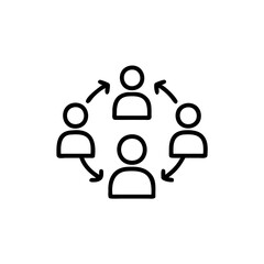 Aufkleber - Outline icons people in circle with arrows showing interaction group communication