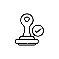 Poster - Outline stamp with checkmark icon on approval accept