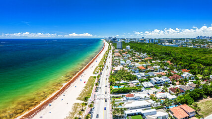 Wall Mural - aerial drone view of Fort Lauderdale, Florida with city and beach