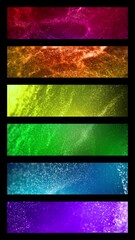 Wall Mural - vertical rainbow particle frame abstract background 4k loop features panels of particles moving in a