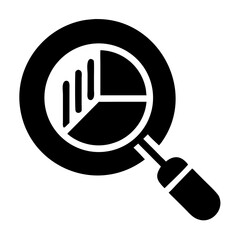 Poster - Vector  magnifying glass over pie chart showing data analysis icon on transparent background