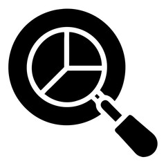 Poster - Vector  magnifying glass over a pie chart showing business analysis on transparent background
