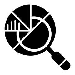 Poster - Vector  magnifying glass analyzing a pie chart and bar graph icon on transparent background