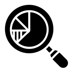 Poster - Vector  magnifying glass focusing on a pie chart for data analysis on transparent background