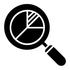 Poster - Vector  magnifying glass focusing on a pie chart with different sections on transparent background