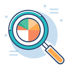 Poster - Vector  magnifying glass over a pie chart analysis illustration on transparent background