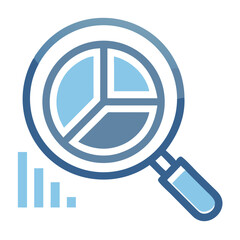 Poster - Vector  magnifying glass over pie chart and bar graph illustration on transparent background