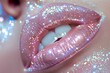 © nsit0108 - Macro close up of beautiful pink lips with sparkling glitter makeup