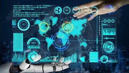 Poster - AI enhances network connection visualization with real-time digital analytics, virtual assistant tools, and artificial intelligence for global communication insights. Thunk