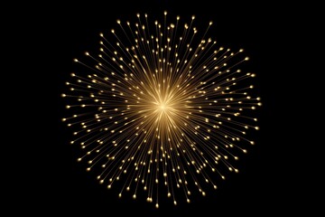 Poster - Golden light rays exploding from a central point creating a beautiful radial pattern on a black background