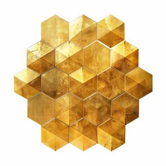 Poster - Golden hexagon tiles creating an abstract geometric pattern, perfect for backgrounds and design elements