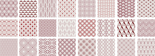 Wall Mural - collection of art deco seamless ornamental geometric patterns. repeatable oriental backgrounds. deco