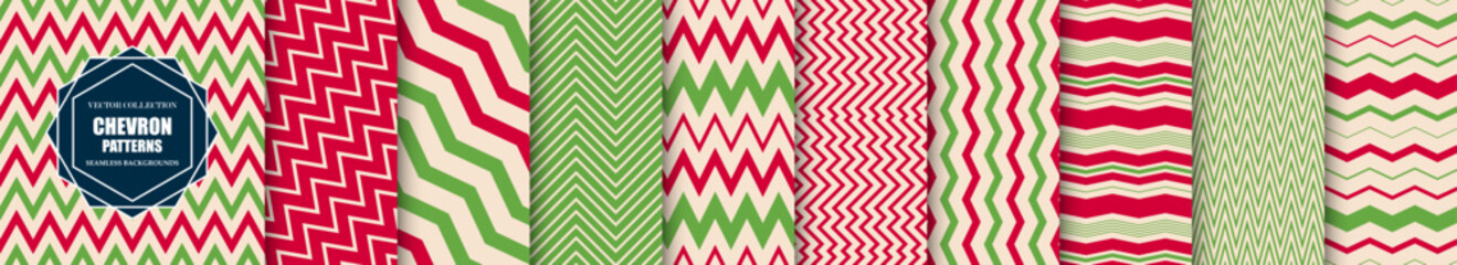 Wall Mural - collection of bright color seamless chevron striped patterns. abstract fashion backgrounds - vibrant