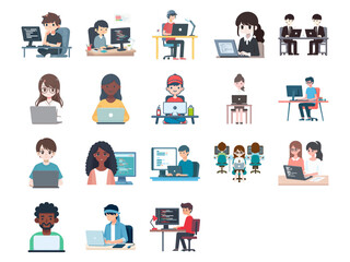 programmer flat design illustration set