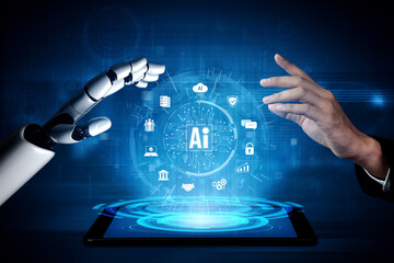 Poster - AI Assistant Brain Processor with LLM Technology, Big Data, Machine Learning, Generative AI for Business Support, Future Agentic AI Technology and Artificial Intelligence Prompt Engineering. Vouch