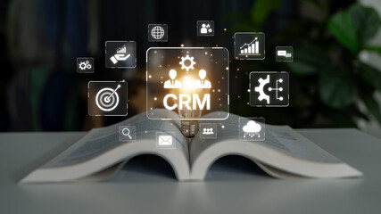 Poster - CRM platforms improve customer relationships through data analysis, CRM communication tools, and automation. CRM systems support customer management, tracking, and CRM relationship success. Spline