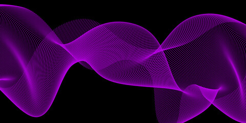 Poster - abstract violet wave on black background. dynamic background. digital wave. illustration for banner.