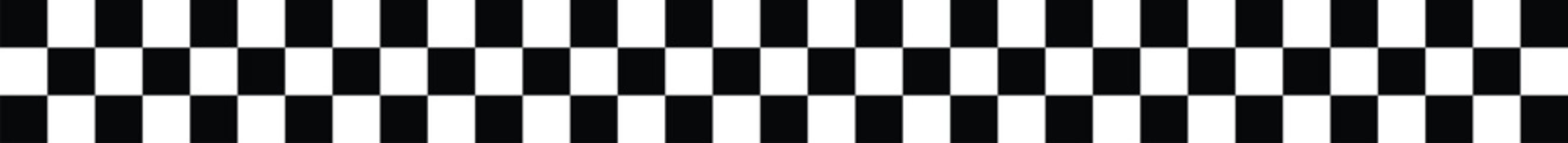 black and white checkered line seamless pattern repeating banner. racing stripe graphics on endless 