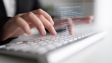 Fototapete -  programming for task manager user interface, handling form submission, input validation, task list rendering, and exception alerts with dynamic DOM interaction Latch