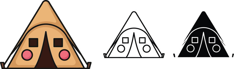 Poster - Camping tent vector illustration set outdoor adventure travel equipment isolated icon