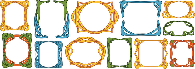 Poster - Collection of ornate decorative borders and frames isolated on transparent background