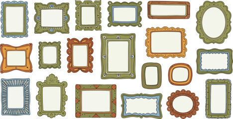 Poster - Collection of ornate and decorative picture frames isolated on transparent background