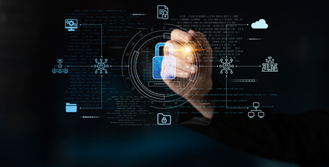 Poster - Cyber security protects against breaches, hacks, and network attacks using strong infrastructure and proactive digital defense strategies. Latch