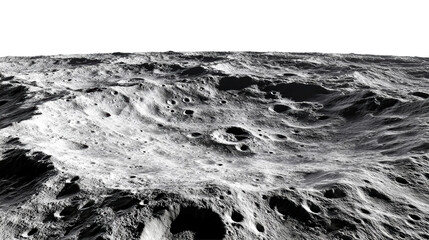 Detailed lunar landscape with craters and rugged terrain from space