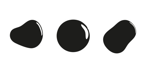 Poster - Abstract Black Pebble Shapes Set. Minimalist Design Elements Collection. Isolated Vector Illustration