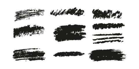 Poster - Grunge Brush Stroke Textures Set. Artistic Design Elements For Creative Projects Collection. Isolated Vector Illustration